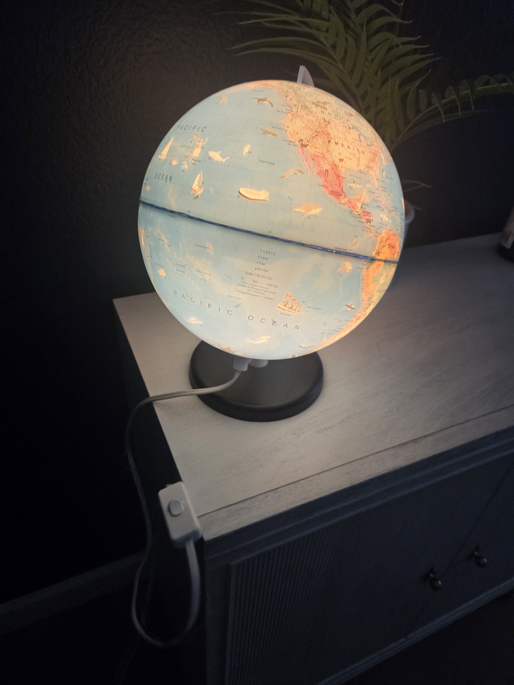Illuminated Blue Globe Table Lamp - Home Accents